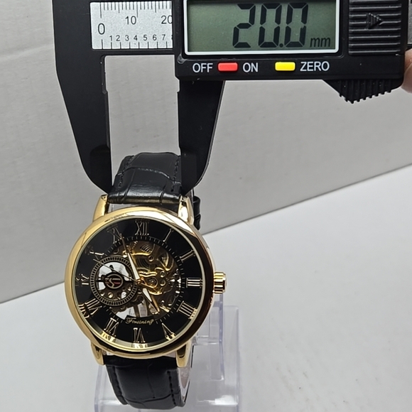 Mens Forsining Manual Wind Mechanical Watch Gold Tone Skeleton H099M 42mm - Picture 5 of 12